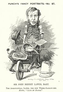 Punch-Karikatur: John Bennet Lawes, englischer Unternehmer und Agrarwissenschaftler (Gravur) von Edward Linley (after) Sambourne