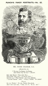 Punch-Karikatur: Peter Graham, schottischer Künstler von Edward Linley (after) Sambourne