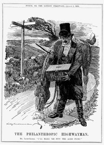 David Lloyd George (1863-1945), walisisch-britischer liberaler Staatsmann. 1908 führte Lloyd George als Schatzkanzler das Altersrenten-Gesetz ein. Karikatur von Edward Linley Sambourne aus Punch, London, August 1908. von Edward Linley Sambourne