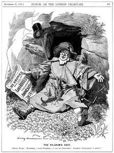 Die Pilger Rast, Karikatur von Paul Kruger, südafrikanischer Politiker, 1900 von Edward Linley Sambourne
