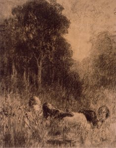 Landschaft mit Kühen im Vordergrund von Edward Mitchell Bannister
