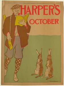 Mann mit Gewehr und zwei Kaninchen, Oktober Harper