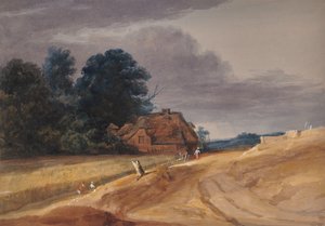 Landschaft mit Hütte