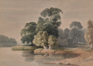 Landschaft mit Fluss oder See