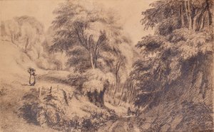 Landschaft mit Frau und Weg