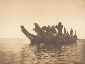 Maskierte Tänzer in Kanus - Qagyuhl A, 1914