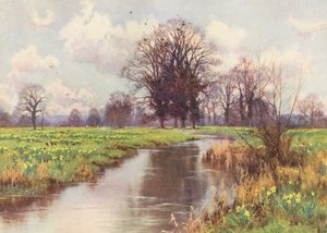 Es ist frei von Last, dieser fröhliche kleine Fluss, und weder Wehr noch Mühle versperren ihm den schnellen Weg zum Meer (Farblithografie) von Edward Wilkins Waite