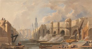 Alte und neue London Bridge von Edward William Cooke
