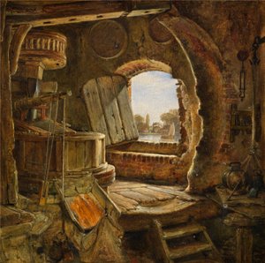Rembrandts Vaters Mühle, 1843 von Edward William Cooke