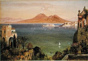 Vesuv und Castel del Oro, Neapel, gesehen von Villa Cedroni, Posillippo