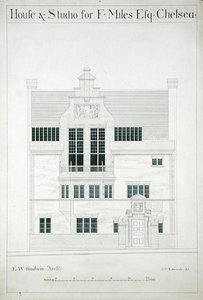 Haus und Studio für F. Miles Esq, Chelsea, graviert von C.P. Edwards von Edward William after Godwin