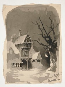 Eine Winterszene: Haus im Schnee (recto); Verschiedene Figurenstudien (verso)