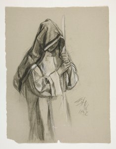 Figurenstudie für Sir Lancelot und Sir Bors rüsten Galahad mit seinen Sporen aus, aus Die Suche nach dem Heiligen Gral (zweite von einer Serie von fünfzehn Gemälden für die Boston Public Library, abgeschlossen 1901)