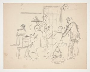 Innenszene eines Restaurants(?) - nicht identifizierte Illustration