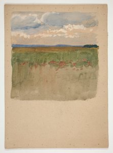 Landschaft mit Feld, Horizont, Himmel von Edwin Austin Abbey