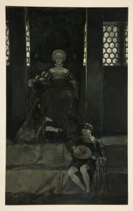 Mariana und Junge singen - Akt III, Szene I, Maß für Maß von Edwin Austin Abbey