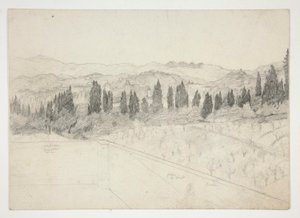 Römische(?) Landschaft vom Balkon aus gesehen (recto); Seelandschaft (verso)