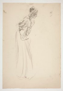 Skizze einer Frau, gebeugt und betend von Edwin Austin Abbey