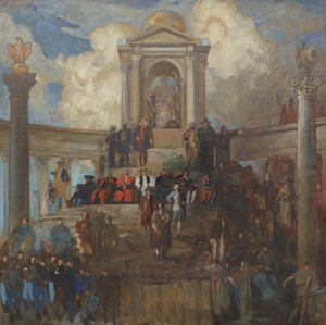 Studie für Die Apotheose von Pennsylvania für den Sitzungssaal des Repräsentantenhauses, ca. 1902-11 von Edwin Austin Abbey