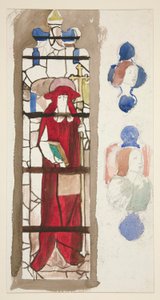 Studie für ein nicht identifiziertes Buntglasfenster, das einen Kardinal(?) darstellt von Edwin Austin Abbey