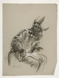 Studie eines Narren (ungenutzt), für die Wandgemälde-Serie Die Suche nach dem Heiligen Gral (eine Serie von fünfzehn Gemälden für die Boston Public Library, vollendet 1901)