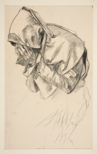 Studie einer weinenden, gewandeten Figur, für die Wandgemälde-Serie Die Suche nach dem Heiligen Gral in der Boston Public Library von Edwin Austin Abbey