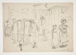 Studie einer Straßenszene mit Sänfte von Edwin Austin Abbey