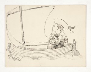 Unidentifizierte Illustration [Junge in einem kleinen Boot] von Edwin Austin Abbey
