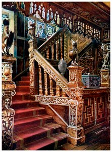Geschnitzte Eichenholztreppe, Godinton, 1910