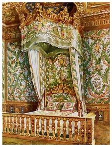 Vergoldetes Staatsbett von Marie Antoinette, Schlafzimmer der Königin, Palais de Fontainebleau, Frankreich von Edwin Foley
