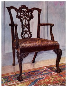 Mahagoni-Sessel, im Stil von Chippendale, 1911-1912 von Edwin Foley
