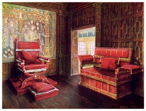 Gepolsterter Stuhl und Sofa mit verstellbaren Enden, 1910