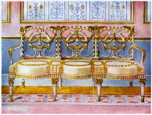 Weiß vergoldetes und bemaltes Sofa, Pergolesi-Einfluss, 1911-1912 von Edwin Foley