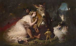 Szene aus Ein Sommernachtstraum. Titania und Zettel