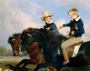 Der ehrenwerte E. S. Russell und sein Bruder (Detail) von Edwin Landseer