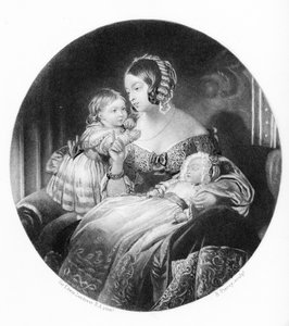 Die Königin, die Prinzessin Royal und der Prinz von Wales, graviert von R. Piercy, 1842