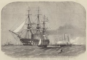 HMS Colossus, mit der Kanonenboot-Flottille, verlässt den Motherbank nach Portland von Edwin Weedon
