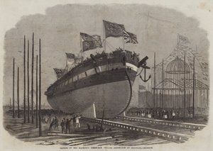Stapellauf der Dampframme Ihrer Majestät Resistance in Millwall von Edwin Weedon