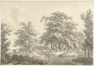Waldlandschaft mit einigen Figurengruppen