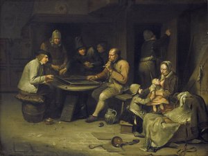 Ein Gasthaus mit Backgammon-Spielern