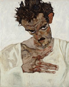 Selbstporträt mit gesenktem Kopf von Egon Schiele