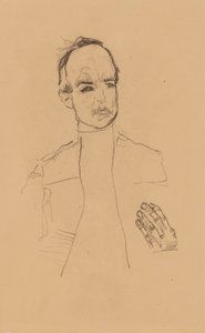 Sitzender Bub mit gefalteten Händen (Bildnisstudie Dr. Oska) von Egon Schiele