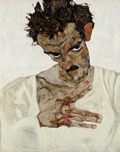 Selbstporträt mit gesenktem Kopf von Egon Schiele
