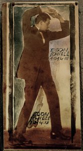 Egon Schiele mit erhobenen Armen von Egon Schiele
