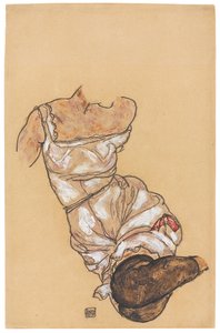 Weiblicher Torso in Unterwäsche und schwarzen Strümpfen, 1917