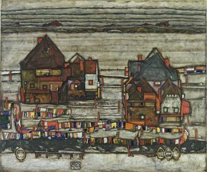 Häuser mit Wäscheleinen, 1914