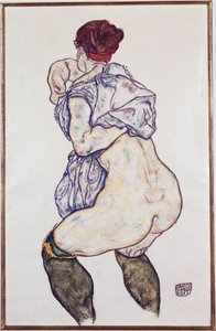 Geliebte Halbakt mit grünen Strümpfen, 1917
