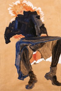Liegendes Mädchen in einem blauen Kleid, 1910