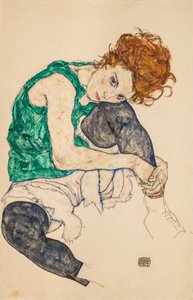 Sitzende Frau mit gebeugten Knien, 1917