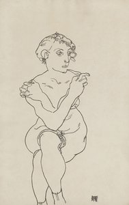 Sitzender weiblicher Akt, Arme und Beine gekreuzt, 1918